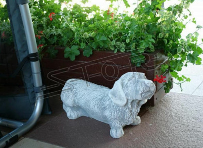 Décoration de jardin Chien Blanc Statue en Pierre de Patio Figurines Décoratives Statuette